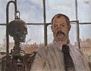 Lovis Corinth Self-Portrait with Skeleton Spain oil painting artist